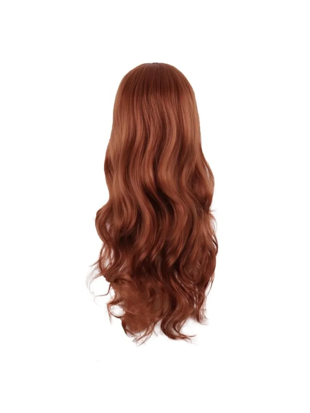 Women's Ginger Orange 24 Inch Synthetic Modern Long Wavy Side Bangs Wigs